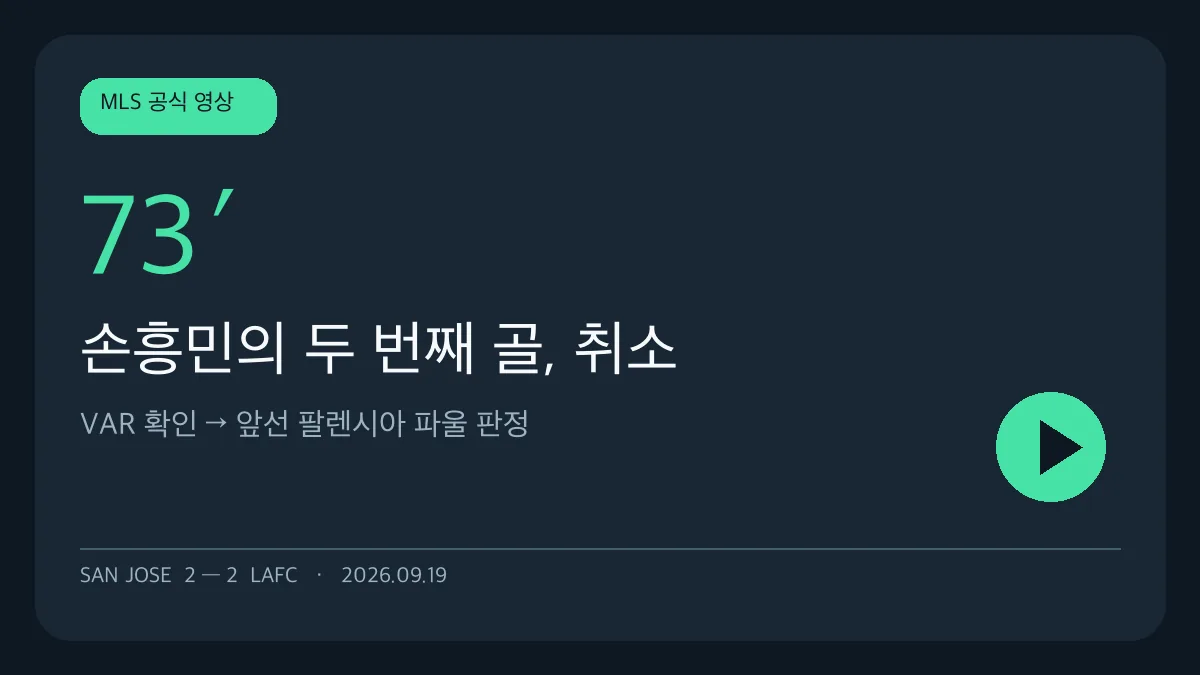 손흥민의 73분 득점 취소 장면이 담긴 MLS 공식 하이라이트 보기
